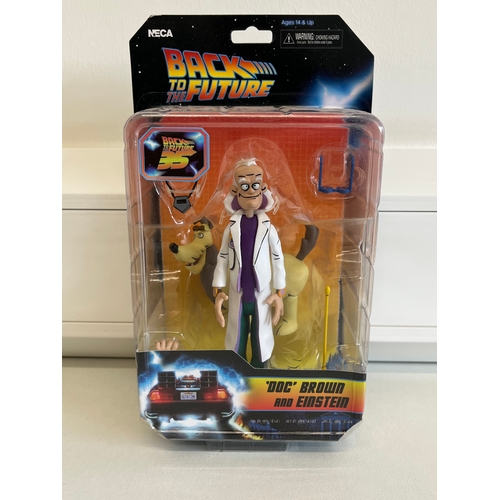 34 - NECA BACK TO THE FUTURE ‘DOC’ BROWN  AND EINSTEIN - BOXED AS NEW