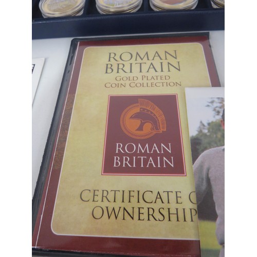 58 - 4 x BOXES OF COLLECTIONS INCLUDES, ROMAN BRITAIN GOKD PLATED COLLECTABLES, BANKNOTE COINS, 1ST DAY C... 