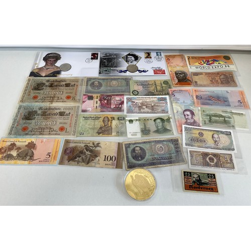 116 - COINS, COINS IN COVERS, BANKNOTES, HUGE COIN