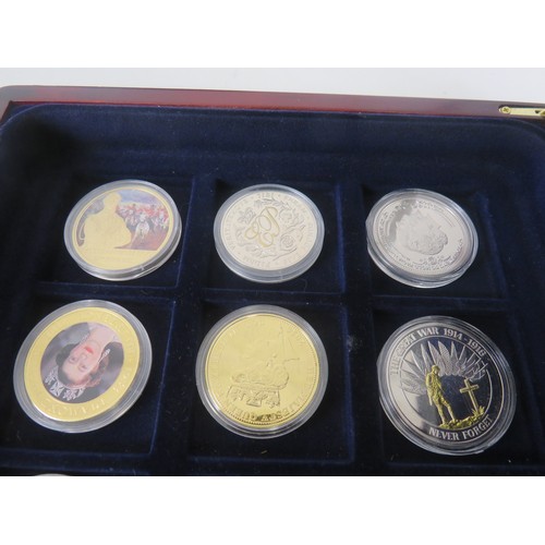 60 - 2 x WOODEN CASES OF PROOF COINS INCLUDES 12 UNCIRCULATED ONE OUNCE SILVER COINS AND 14 x ANCIENT EGY... 