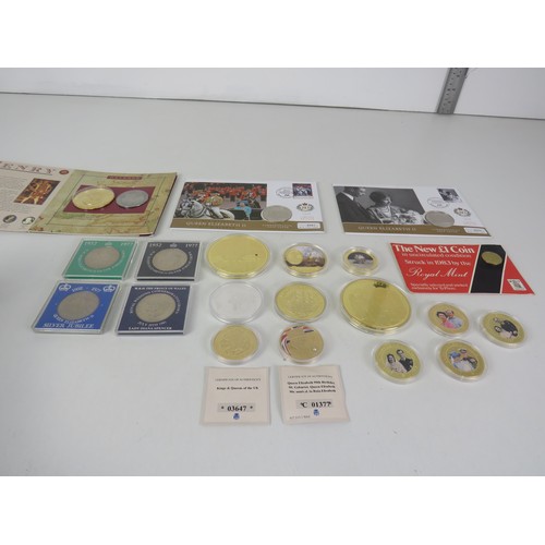 61 - 20 x COLLECTORS COINS INCLUDES COMMEMORATIVE, COIN COVERS 1983 UNCIRCULATED £1 COIN AND GOLD PLATED