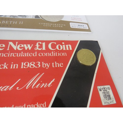 61 - 20 x COLLECTORS COINS INCLUDES COMMEMORATIVE, COIN COVERS 1983 UNCIRCULATED £1 COIN AND GOLD PLATED