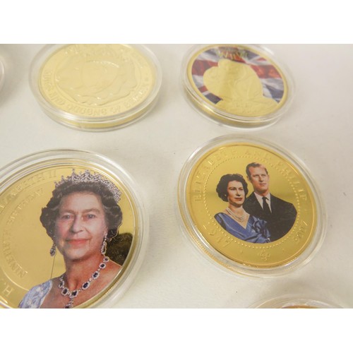 63 - 20 x COLLECTORS INCLUDES COMMEMORATIVE PROOF GOLD PLATED COINS