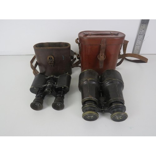 285 - TWO SETS OF BINOCULARS IN BROWN LEATHER CARRY CASES INCLUDES BATEMAN APOLLO