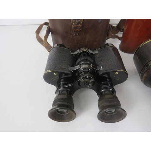 285 - TWO SETS OF BINOCULARS IN BROWN LEATHER CARRY CASES INCLUDES BATEMAN APOLLO