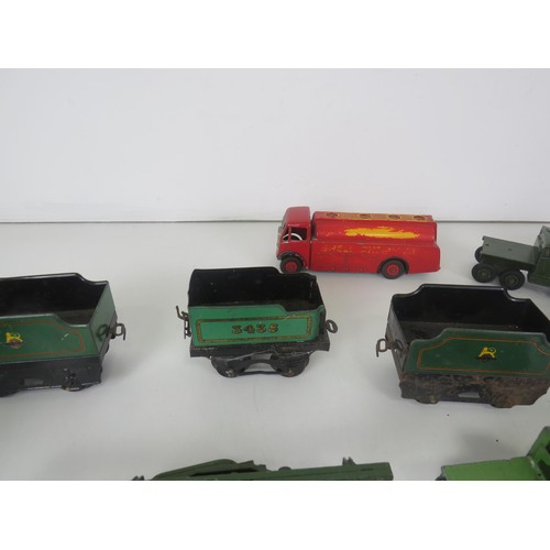 290 - BOX OF HORNBY TRAINS, ACCESSORIES AND DIECAST INCLUDES DINKY TOYS, ERTYL THOMAS ETC