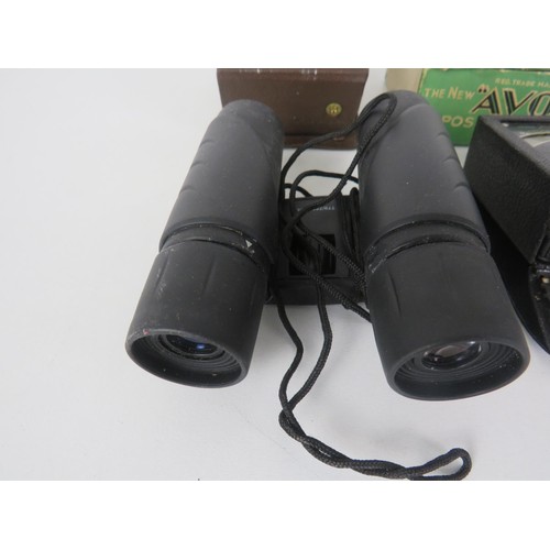 291 - TRAVEL BINOCULARS AND TWO AVO EXPOSURE METERS