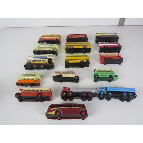 293 - TRAY OF DIECAST BUSES, TRAMS AND TANKERS