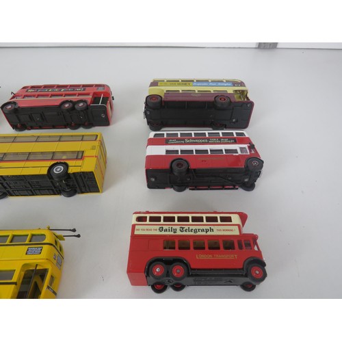 293 - TRAY OF DIECAST BUSES, TRAMS AND TANKERS