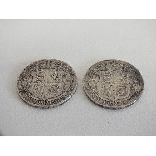 122 - 1915 AND 1917 SILVER HALFCROWN COINS