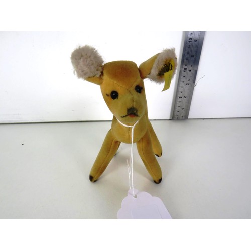 82 - 1950's STEIFF VELVET BAMBI WITH EAR BUTTON & AND TAG - Ref No 1820/14