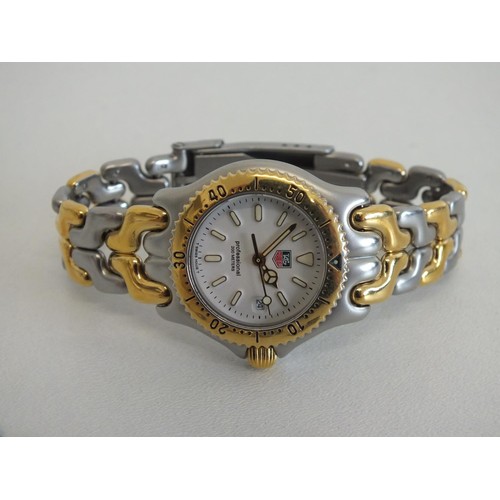 88 - LADIES TAG HEUER SEL, PROFESSIONAL WRISTWATCH STAINLESS STEEL AND GOLD PLATED WITH SPARE LINKS