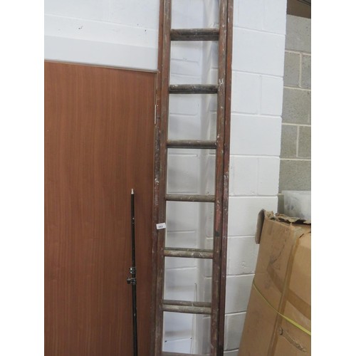 593 - DOUBLE WOODEN LADDER