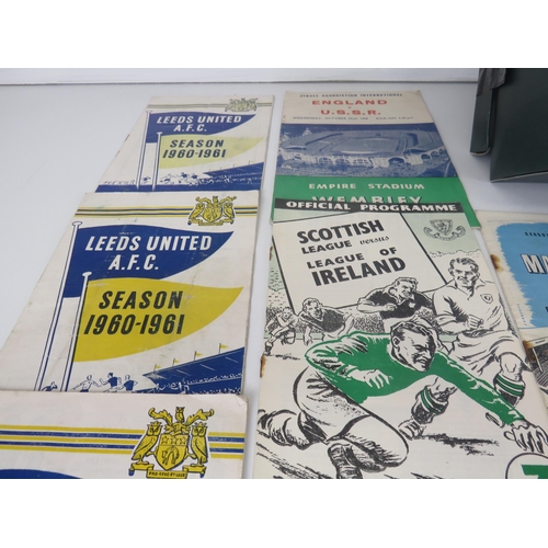 104 - SHOE BOX FULL OF OLD FOOTBALL AND RUGBY LEAGUE PROGRAMMES 1950's AND 60's INCLUDES WAKEFIELD TRINITY... 