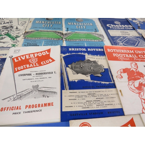 104 - SHOE BOX FULL OF OLD FOOTBALL AND RUGBY LEAGUE PROGRAMMES 1950's AND 60's INCLUDES WAKEFIELD TRINITY... 