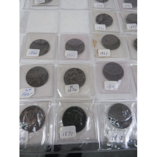 51 - TRAY OF OLD GB COINAGE IN SLEEVES INCLUDES EARLY PENNIES, THREE PENCES etc