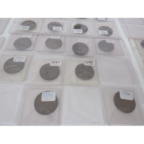 51 - TRAY OF OLD GB COINAGE IN SLEEVES INCLUDES EARLY PENNIES, THREE PENCES etc