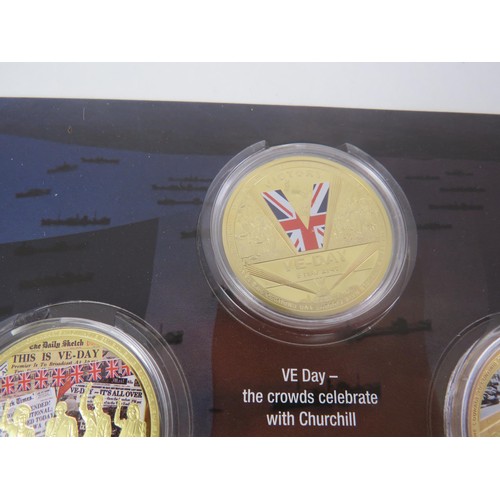 54 - 8 x COIN COLLECTIONS INCLUDES REMEMBERING WWII, VE DAY CHRONICLE, WINSTON CHURCHILL ETC