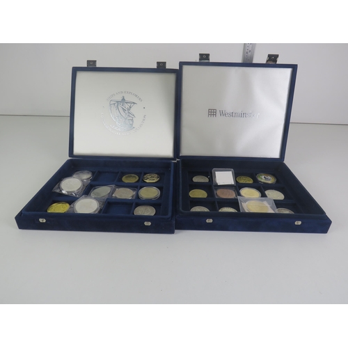 63 - 2 x COIN CASES OF ASSORTED COINS INCLUDES PROOF COINS, 2008 CHINESE PANDA 1oz SILVER COIN etc