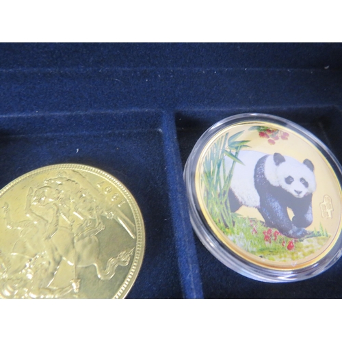 63 - 2 x COIN CASES OF ASSORTED COINS INCLUDES PROOF COINS, 2008 CHINESE PANDA 1oz SILVER COIN etc