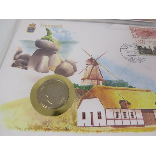 64 - COLLECTORS COINS INCLUDES CHINA COMMEMORATIVE COIN COLLECTION, DENMARK COVER COINS AND COIN SET etc