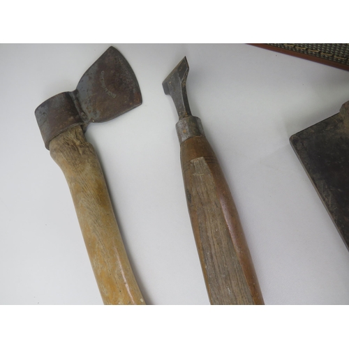 313 - CASE OF WOOD WORKING TOOLS- SOME ANTIQUE