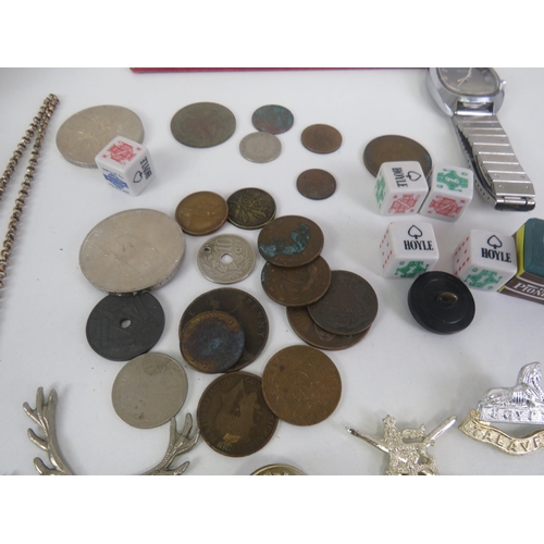 114 - MIXED LOT INCLUDING SILVER PLATE DISH (C.B), MILITARIA etc