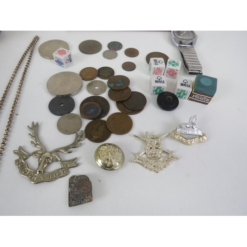 114 - MIXED LOT INCLUDING SILVER PLATE DISH (C.B), MILITARIA etc