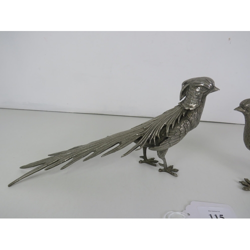 115 - A PAIR OF SILVER PLATED PHEASANTS