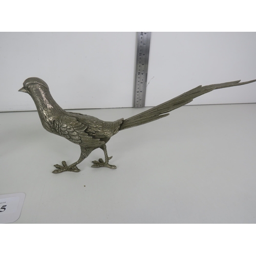 115 - A PAIR OF SILVER PLATED PHEASANTS