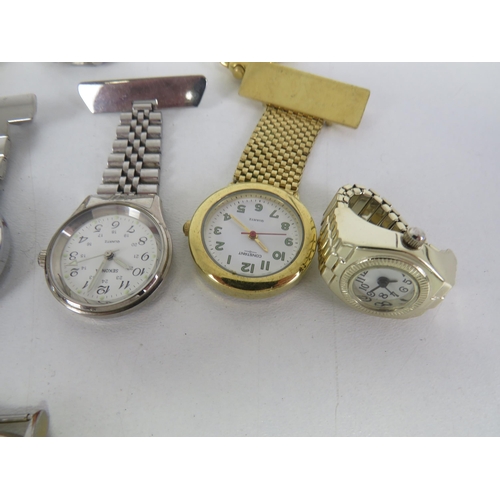 204 - SELECTION OF FOB AND NURSES WATCHES INCLUDING SEKONDA, CONSTANT etc