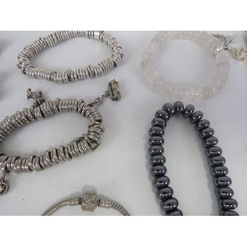 207 - SELECTION OF CHARM BRACELETS AND NECKLACES INCLUDING CHARMOLOGY, PANDORA SNAKE BRACELET etc