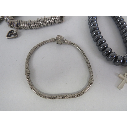 207 - SELECTION OF CHARM BRACELETS AND NECKLACES INCLUDING CHARMOLOGY, PANDORA SNAKE BRACELET etc