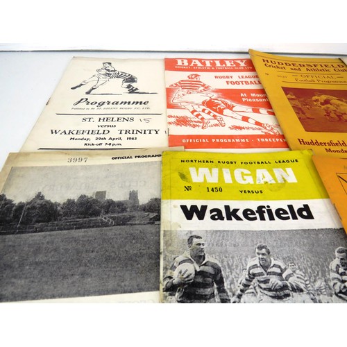 128 - 35 x WAKEFIELD TRINITY AWAY PROGRAMMES - mostly 1960's