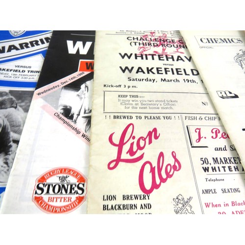 128 - 35 x WAKEFIELD TRINITY AWAY PROGRAMMES - mostly 1960's