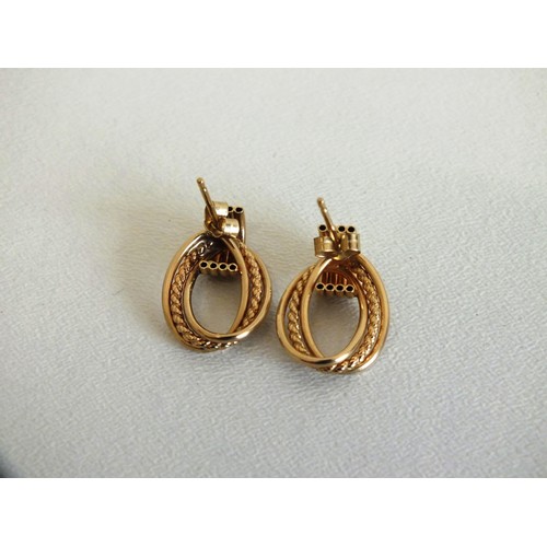 94 - 9ct GOLD ROPE TWIST HOOP STUD EARRINGS 1.7g