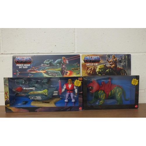 42 - 2x MASTERS OF THE UNIVERSE ACTION FIGURES TO INCLUDE BATTLE CAT AND PRINCE ADAM SKY SLED - BOXED AS ... 