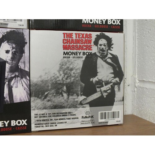 47 - 5x TEXAS CHAINSAW MASSACRE MONEY BOXES - ALL BOXED AS NEW