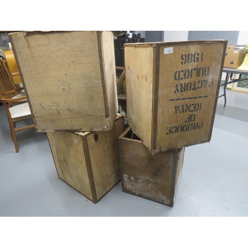 322 - 4 x WOODEN TEA CRATES