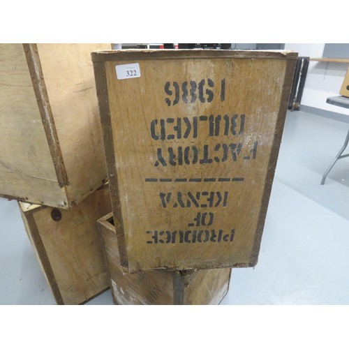 322 - 4 x WOODEN TEA CRATES