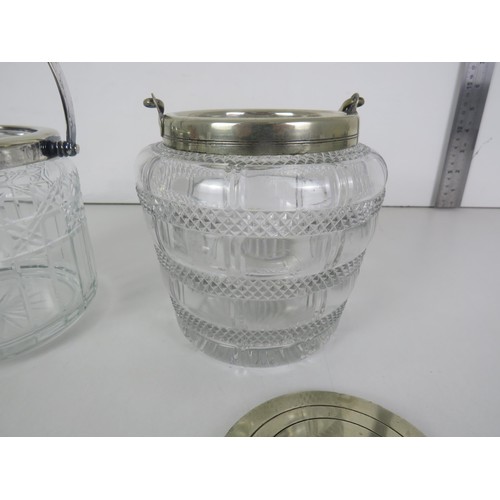 143 - TWO EDWARDIAN CUT GLASS BISCUIT BARREL'S