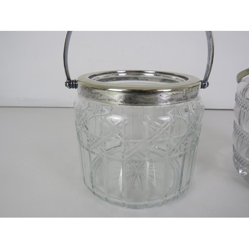 143 - TWO EDWARDIAN CUT GLASS BISCUIT BARREL'S