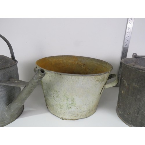 328 - GALVINISED WATERING CAN, MOP BUCKET AND LARGE BUCKET