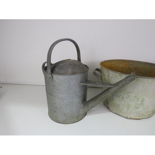 328 - GALVINISED WATERING CAN, MOP BUCKET AND LARGE BUCKET