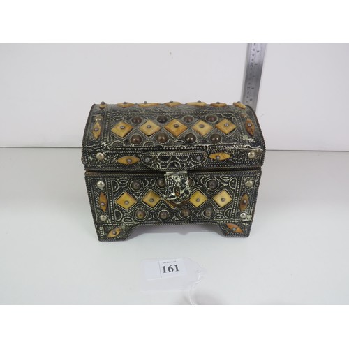 161 - HIGHLY DECORATED TREASURE CHEST JEWELLERY/TRINKET BOX