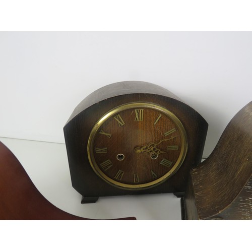 170 - SIX WOOD CASED MANTEL CLOCKS