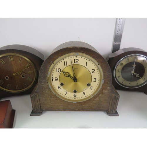 170 - SIX WOOD CASED MANTEL CLOCKS