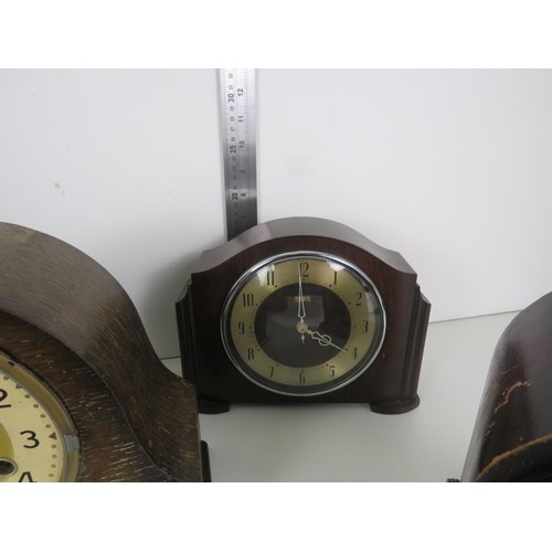 170 - SIX WOOD CASED MANTEL CLOCKS