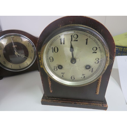 170 - SIX WOOD CASED MANTEL CLOCKS