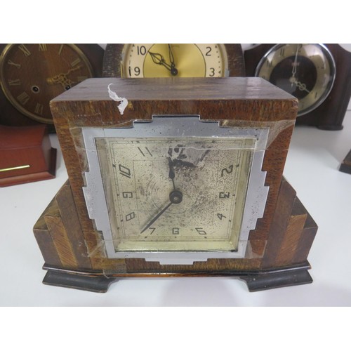 170 - SIX WOOD CASED MANTEL CLOCKS